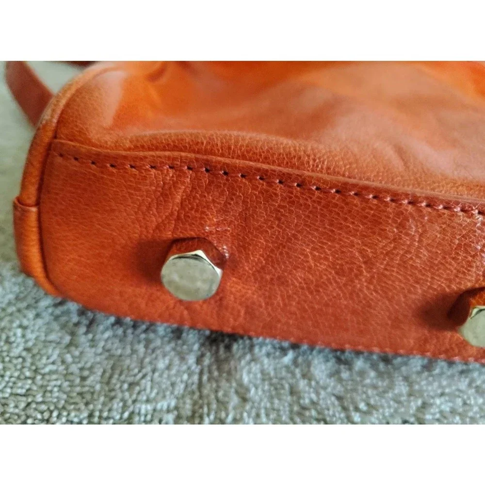Rebecca Minkoff Women's Zip Closure Crossbody Handbag Leather Orange Chain